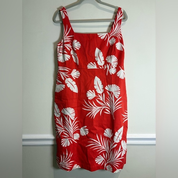 BODEN Yolande Shift Dress Cherry Red Jungle Bouquet Size 8L Long - Picture 4 of 11